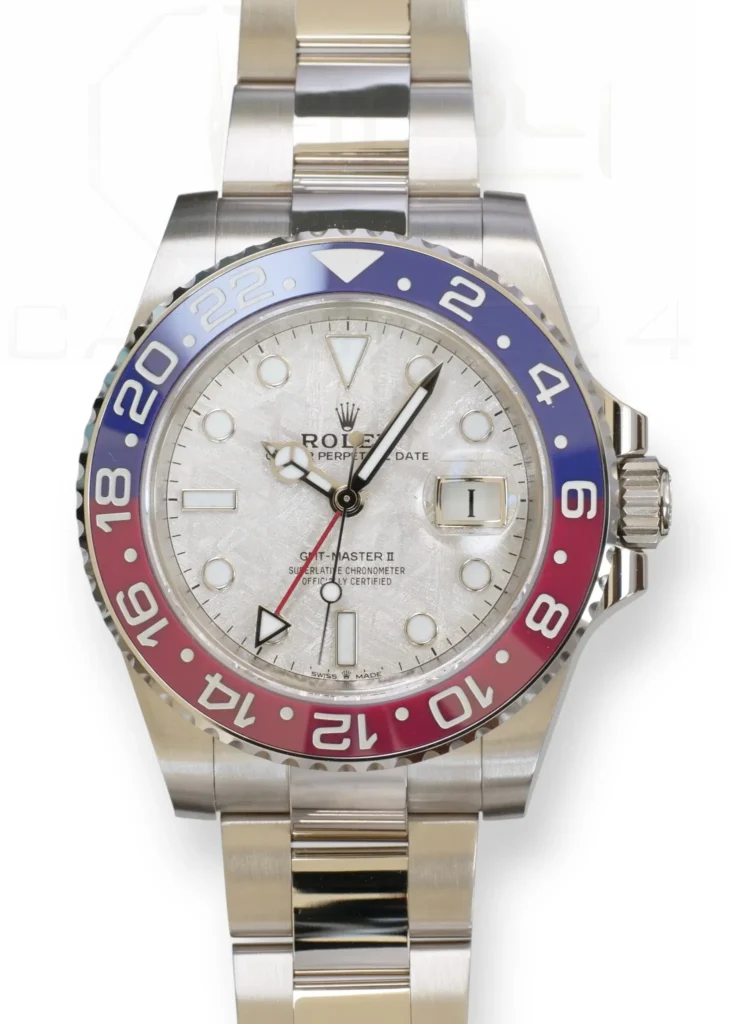 ROLEX GMT‑MASTER II 126719BLRO, Rolex GMT Master II Pepsi Meteorite Dial Brand New Unsized Unworn with white and green tags 2025 full set with box and papers available at Calibre24 Luxury Watches Perth Australia
