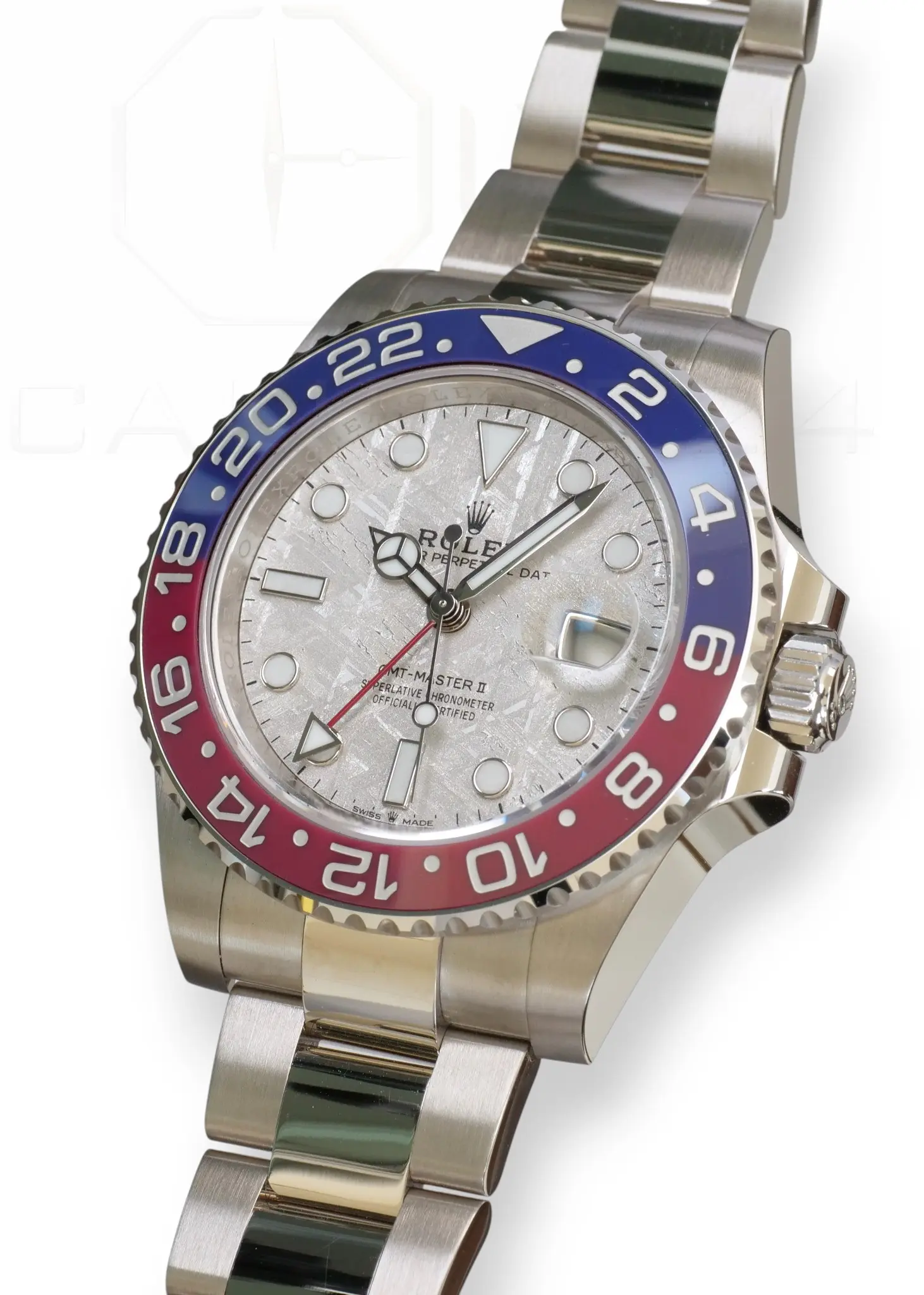 Rolex GMT Master II Pepsi Meteorite Dial Brand New Unsized Unworn with white and green tags 2025 full set with box and papers available at Calibre24 Luxury Watches Perth Australia