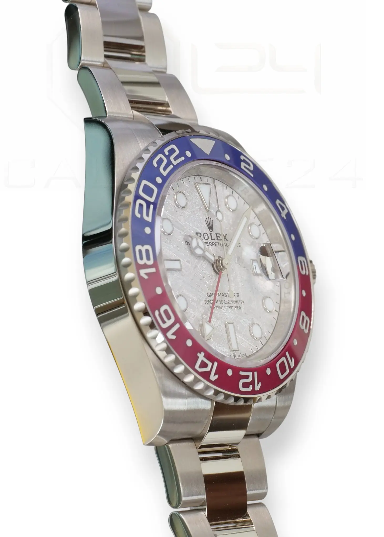 Rolex GMT Master II Pepsi Meteorite Dial Brand New Unsized Unworn with white and green tags 2025 full set with box and papers available at Calibre24 Luxury Watches Perth Australia