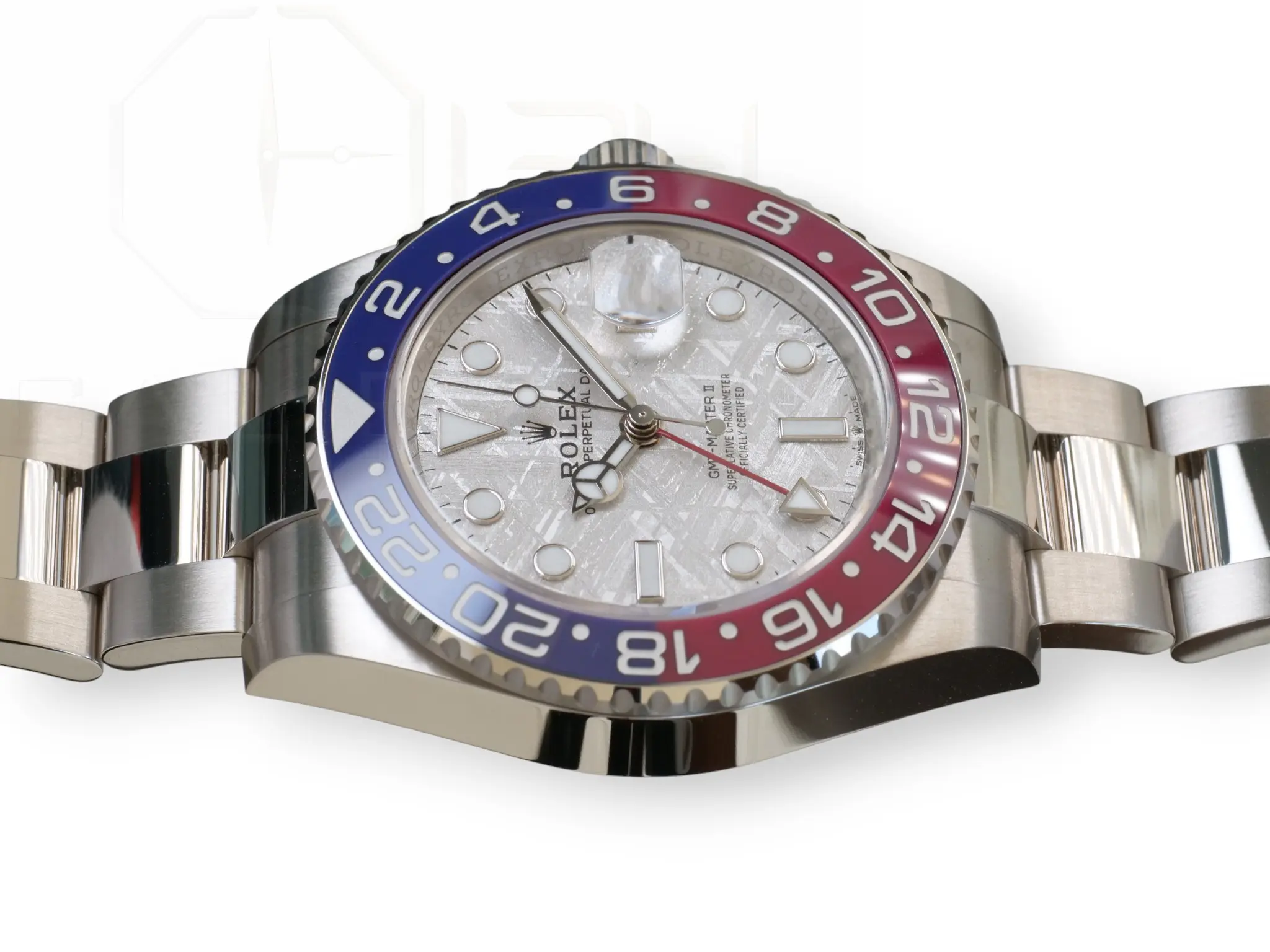 Rolex GMT Master II Pepsi Meteorite Dial Brand New Unsized Unworn with white and green tags 2025 full set with box and papers available at Calibre24 Luxury Watches Perth Australia