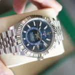 Rolex Sky Dweller Blue Dial 336934 Fluted Bezel Jubilee Bracelet Brand New 2026 full set with box and papers available at Calibre24 Luxury Watches Perth Australia