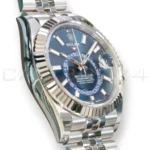 Rolex Sky Dweller Blue Dial 336934 Fluted Bezel Jubilee Bracelet Brand New 2026 full set with box and papers available at Calibre24 Luxury Watches Perth Australia