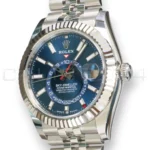 Rolex Sky Dweller Blue Dial 336934 Fluted Bezel Jubilee Bracelet Brand New 2026 full set with box and papers available at Calibre24 Luxury Watches Perth Australia