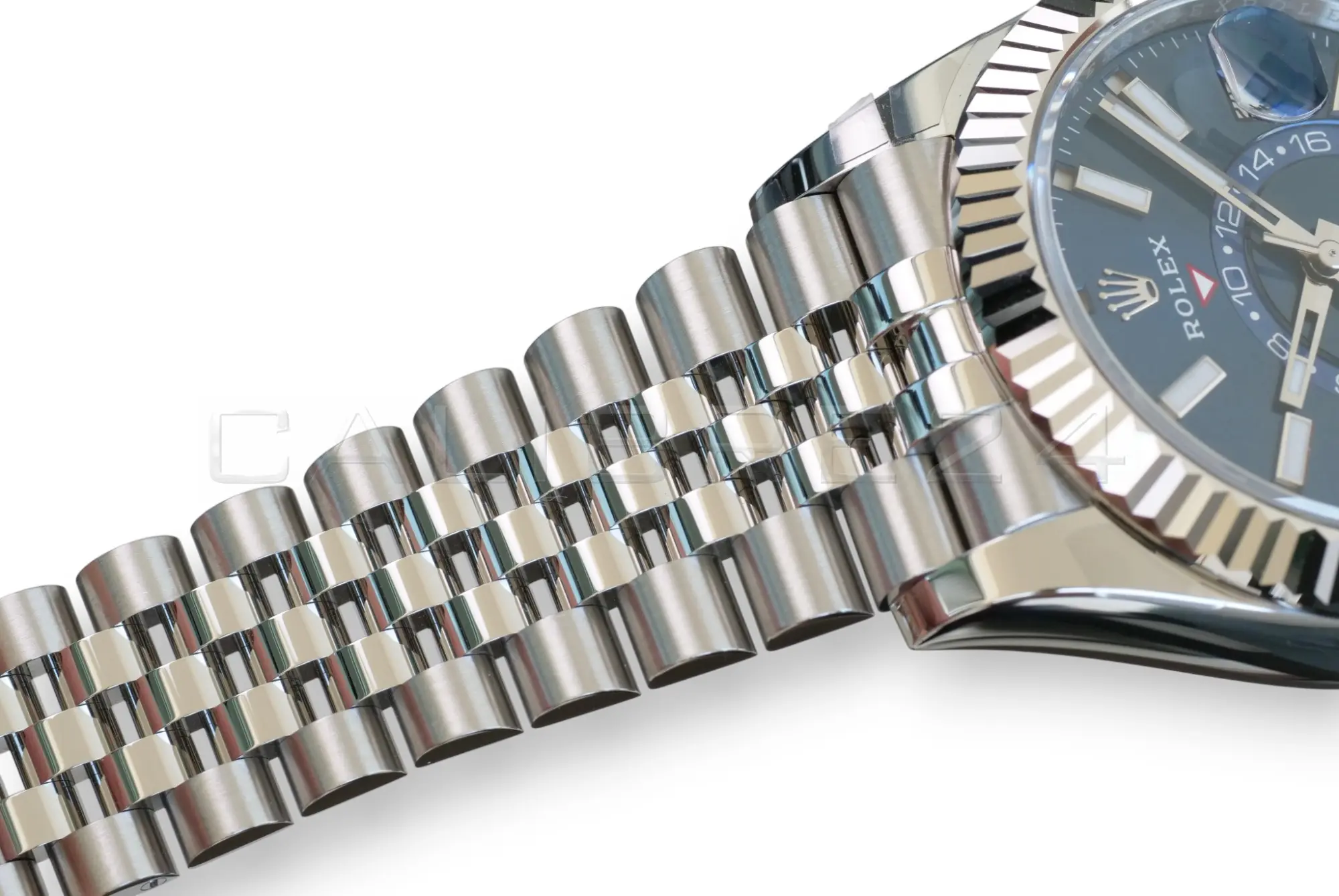 Rolex Sky Dweller Blue Dial 336934 Fluted Bezel Jubilee Bracelet Brand New 2026 full set with box and papers available at Calibre24 Luxury Watches Perth Australia