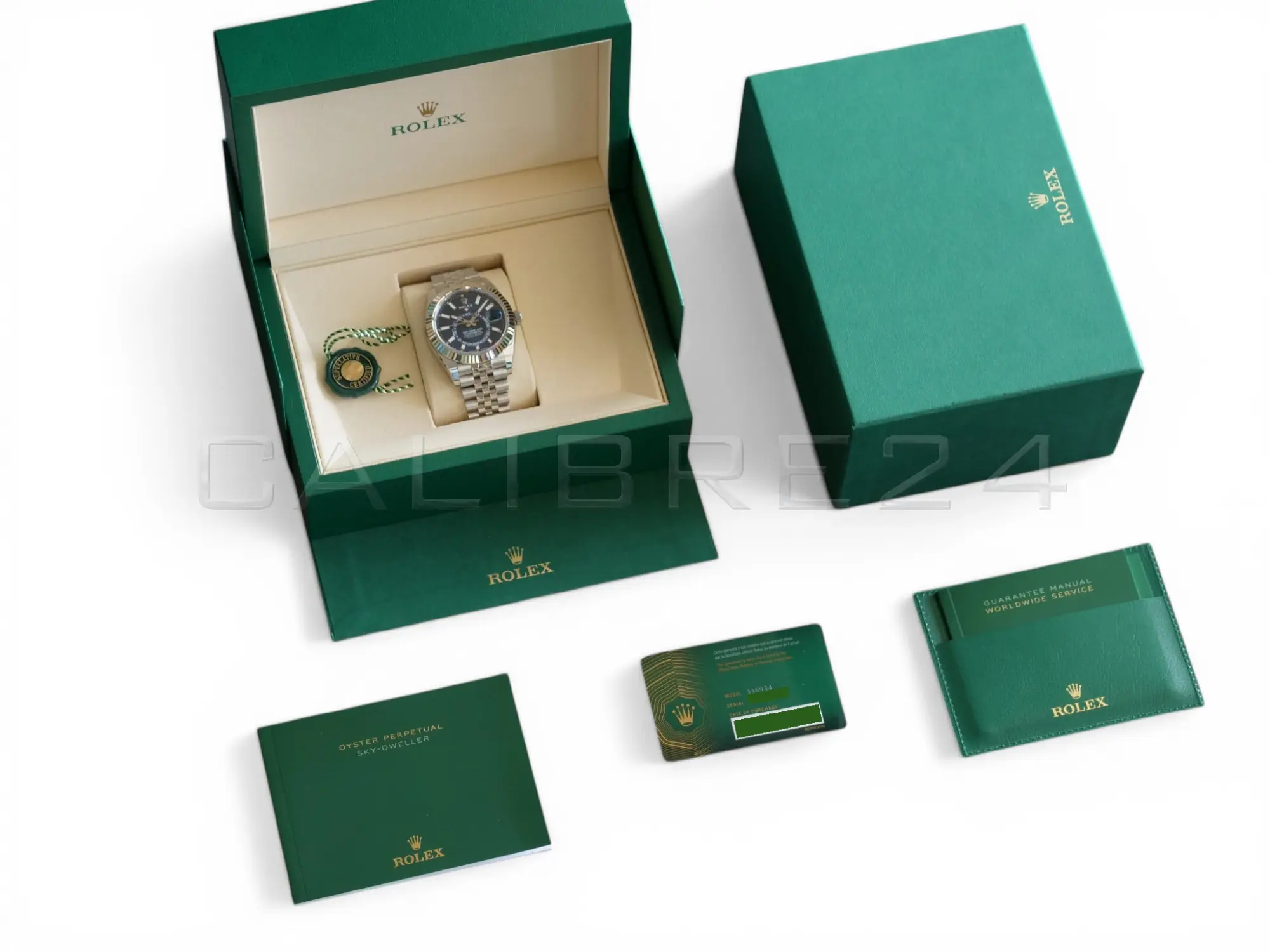 Rolex Sky Dweller Blue Dial 336934 Fluted Bezel Jubilee Bracelet Brand New 2026 full set with box and papers available at Calibre24 Luxury Watches Perth Australia