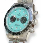 Tudor Black Bay Chrono Flamingo Blue Turqoise Dial M79360N Brand New 2025 full set with box and papers for sale at Calibre24 Luxury Watches Perth Australia