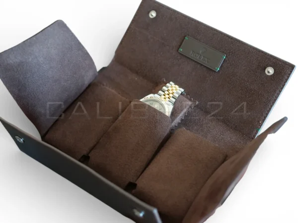 Original Rolex Leather Travel Pouch for 3 Watches Genuine leather available at calibre24 luxury watches Perth Australia