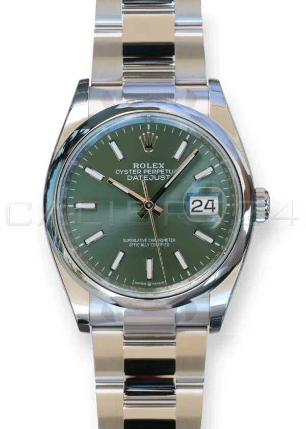 Rolex Datejust 36 Mint Green Dial Smooth Bezel 126200 Brand New 2026 full set with box and papers available at Calibre24 Luxury Watches Perth Australia