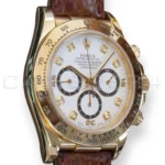 Rolex Cosmograph Daytona 16518 white dial with diamond markers Yellow Gold leather Strap with factory papers papers available at Calibre24 Luxury Watches Perth Australia