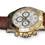 Rolex Cosmograph Daytona 16518 white dial with diamond markers Yellow Gold leather Strap with factory papers papers available at Calibre24 Luxury Watches Perth Australia