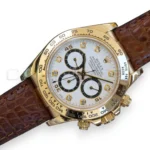 Rolex Cosmograph Daytona 16518 white dial with diamond markers Yellow Gold leather Strap with factory papers papers available at Calibre24 Luxury Watches Perth Australia