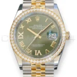 Rolex Datejust 36 126283RBR Olive Green Diamond Dial  Rolex Datejust 36 126283RBR Olive Green Dial Jubilee bracelet 2026 Brand New Unworn full set with box and papers available at Calibre24 Luxury Watches Perth Australia 11