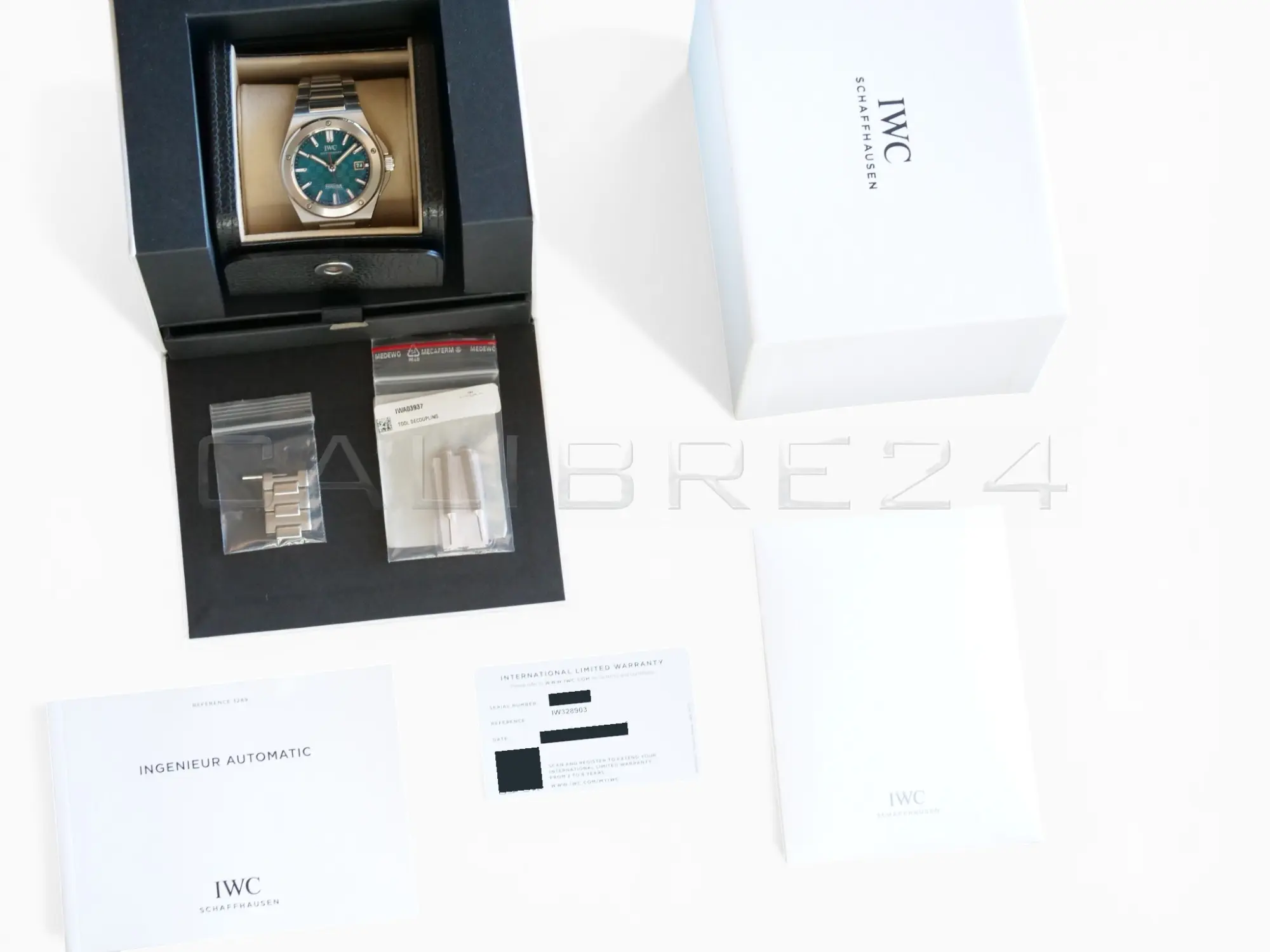 IWC Ingenieur 40 Aqua Blue IW328903 Dial Mint Condition 2025 Full set with Box and Papers for sale at Calibre24 Perth Australia