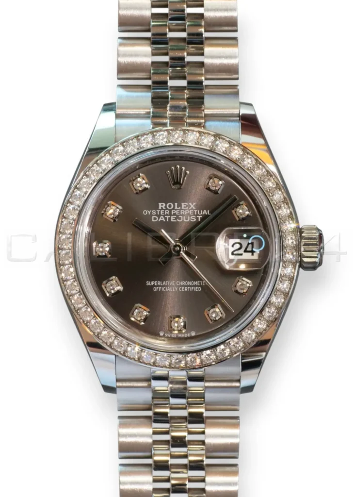 Rolex Lady-Datejust 28 279384RBR diamond RBR Bezel Jubilee Bracelet Mint 2021 full set with box and papers available at Calibre24 Luxury Watches Perth Australia a