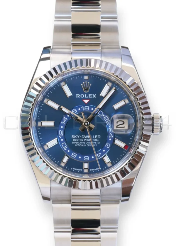 Rolex Sky-Dweller Blue Dial 336934 Oyster Bracelet Mint Condition 2025 Full set with Box and Papers for sale at Calibre24 Perth Australia