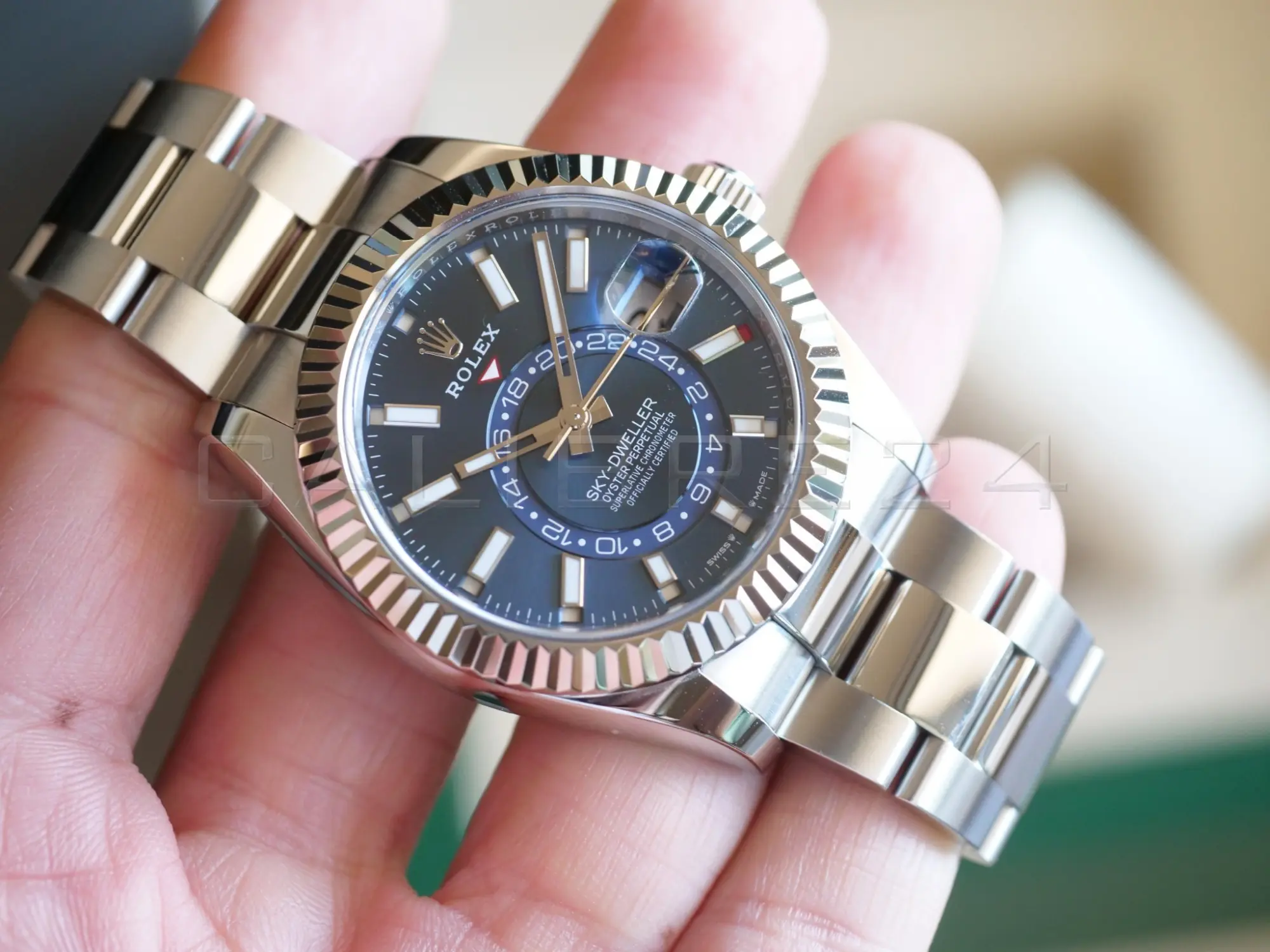 Rolex Sky-Dweller 336934 Blue Oyster Bracelet Mint Condition 2025 Full set with Box and Papers for sale at Calibre24 Perth Australia