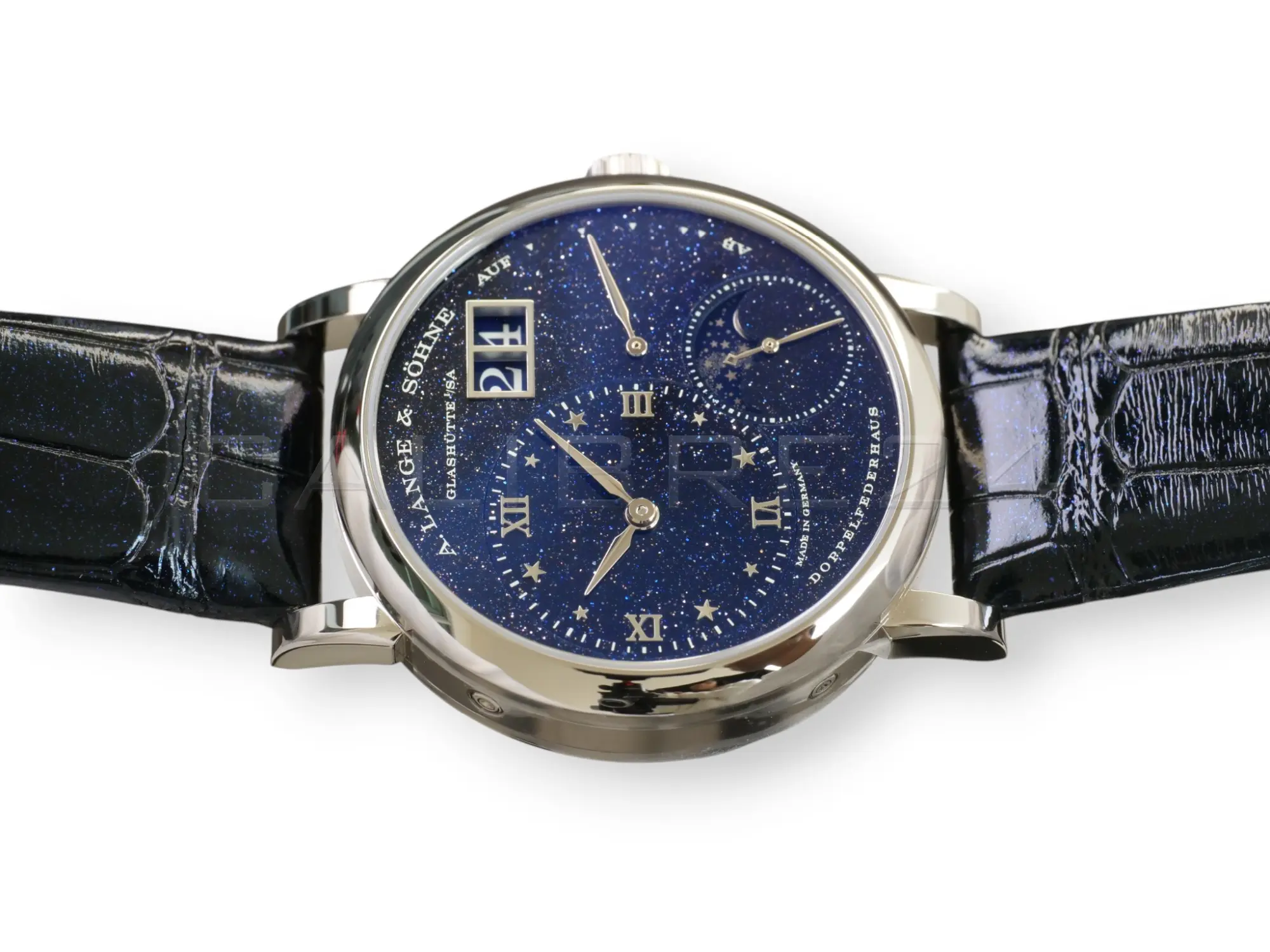 A Lange & Söhne Little Lange 1 Moon Phase White Gold Aventurine Dial 182.086 2023) Full Box & Papers at calibre24 Australia