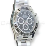 Rolex Daytona 126500LN black Cerachrom ceramic tachymeter bezel — platinum-coated scale, close-up detail