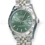 Rolex DateJust 31 Mint Green Dial Jubilee bracelet Fluted Bezel 2026 Brand New Full set with Box and Papers for sale at Calibre24 Perth Australia