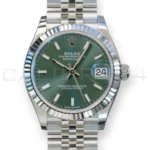 Rolex DateJust 31 Mint Green Dial Jubilee bracelet Fluted Bezel 2026 Brand New Full set with Box and Papers for sale at Calibre24 Perth Australia