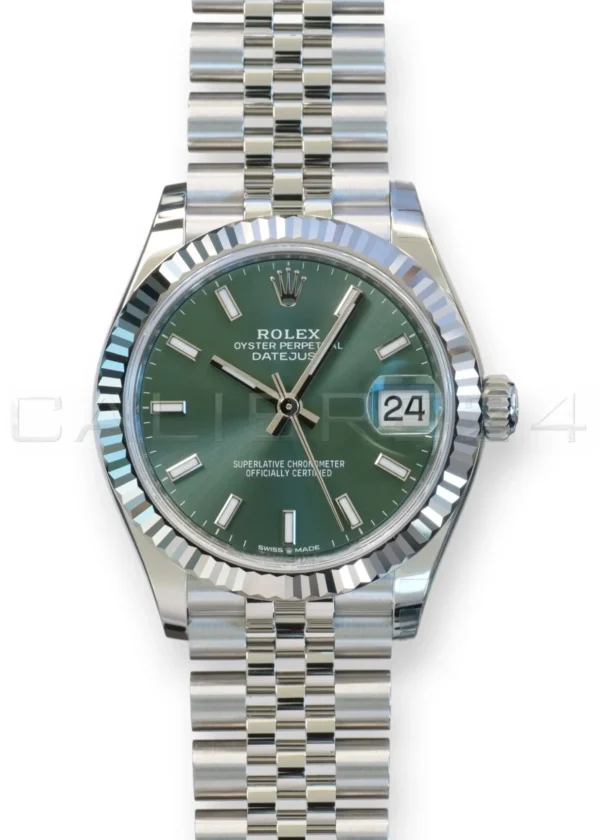 Rolex DateJust 31 Mint Green Dial Jubilee bracelet Fluted Bezel 2026 Brand New Full set with Box and Papers for sale at Calibre24 Perth Australia