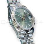 Rolex DateJust 31 Mint Green Dial Jubilee bracelet Fluted Bezel 2026 Brand New Full set with Box and Papers for sale at Calibre24 Perth Australia