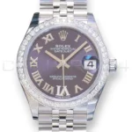 Rolex DateJust 31 Purple Paved 6 Diamond Dial 278384RBR 2026 Brand New Full set with Box and Papers for sale at Calibre24 Perth Australia