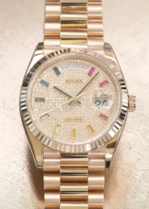 Rolex Day Date 36 Paved Diamond Rainbow Dial 128235 Review 01
