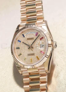 Rolex Day Date 36 Paved Diamond Rainbow Dial 128235 Review 01