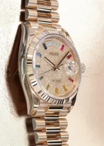 Rolex Day Date 36 Paved Diamond Rainbow Dial 128235 Review 01