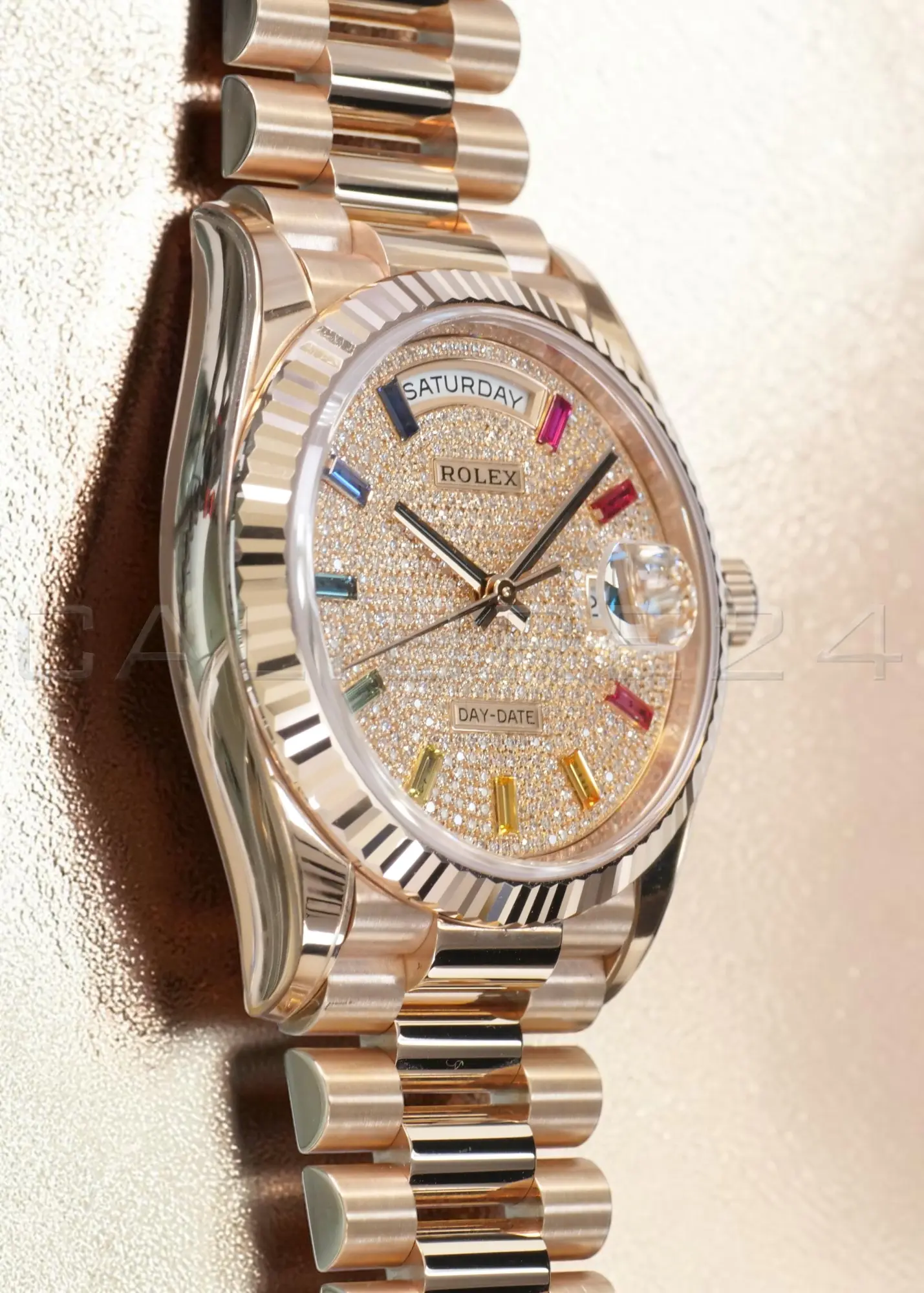 Rolex Day Date 36 Paved Diamond Rainbow Dial 128235 Review