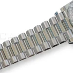 Rolex Day-Date 40 platinum President bracelet three-piece solid links ceramic inserts Crownclasp concealed