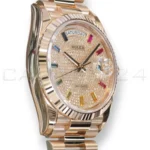 Rolex Day‑Date 36 Paved Diamond Rainbow Dial Everose Gold Mint condition Full Box & Papers at calibre24 Australia