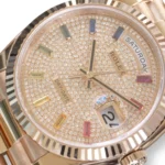 Rolex Day‑Date 36 Paved Diamond Rainbow Dial Everose Gold Mint condition Full Box & Papers at calibre24 Australia
