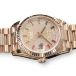 Rolex Day‑Date 36 Paved Diamond Rainbow Dial Everose Gold Mint condition Full Box & Papers at calibre24 Australia