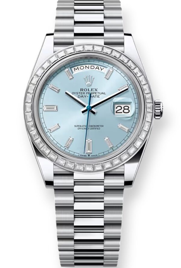Rolex Day‑Date 40 Ice Blue Dial Platinum and Diamond 228396TBR