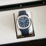 Patek Philippe Aquanaut 5168G‑001 White Gold Blue Dial New Old Stock Un worn 2023 Full Set for sale at Calibre24 Perth Australia