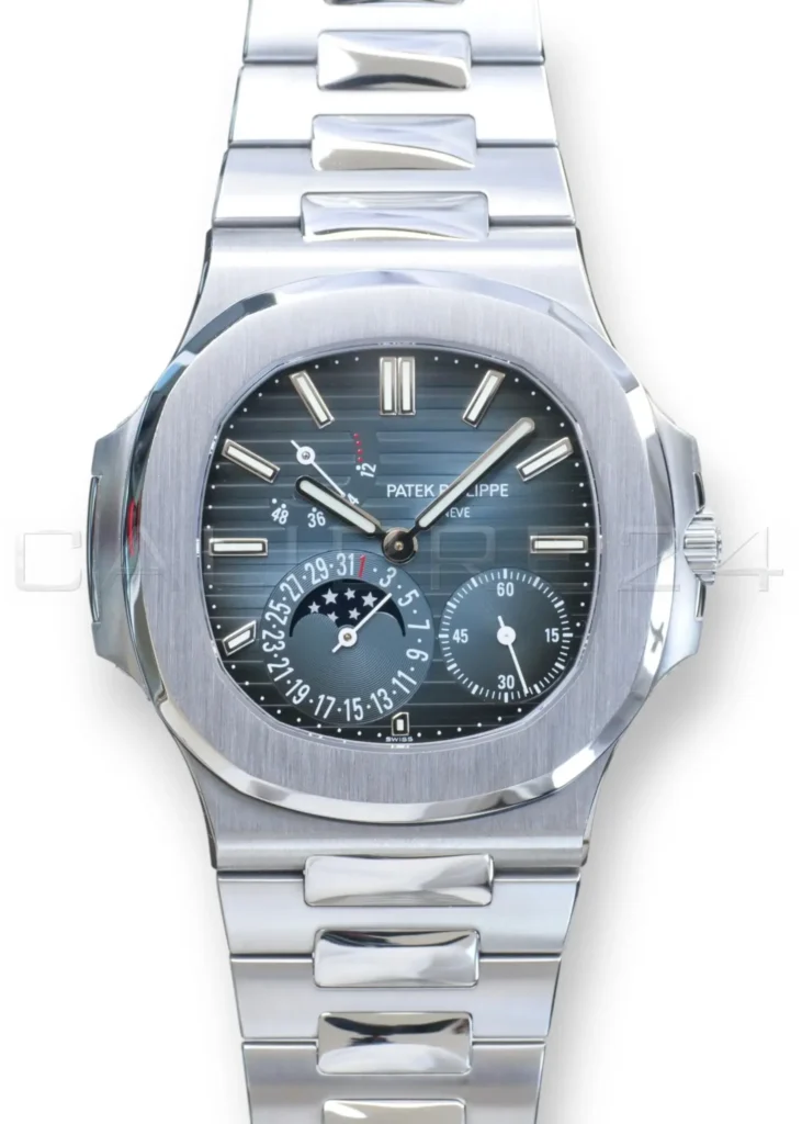 Patek Philippe Nautilus Moonphase 5712_1A Blue Dial 2019 Mint Condition Full Set for sale at Calibre24 Perth Australia