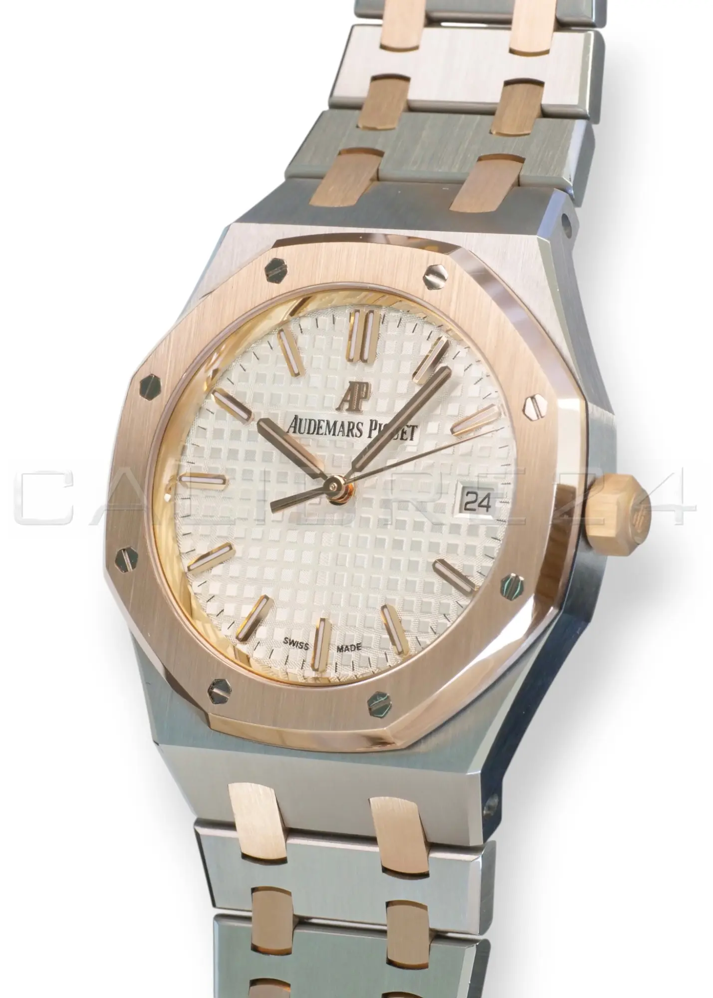 Audemars Piguet Royal Oak 34mm Two‑Tone Silver‑White Dial 2020 Mint Condition Full Set for sale at Calibre24 Perth Australia