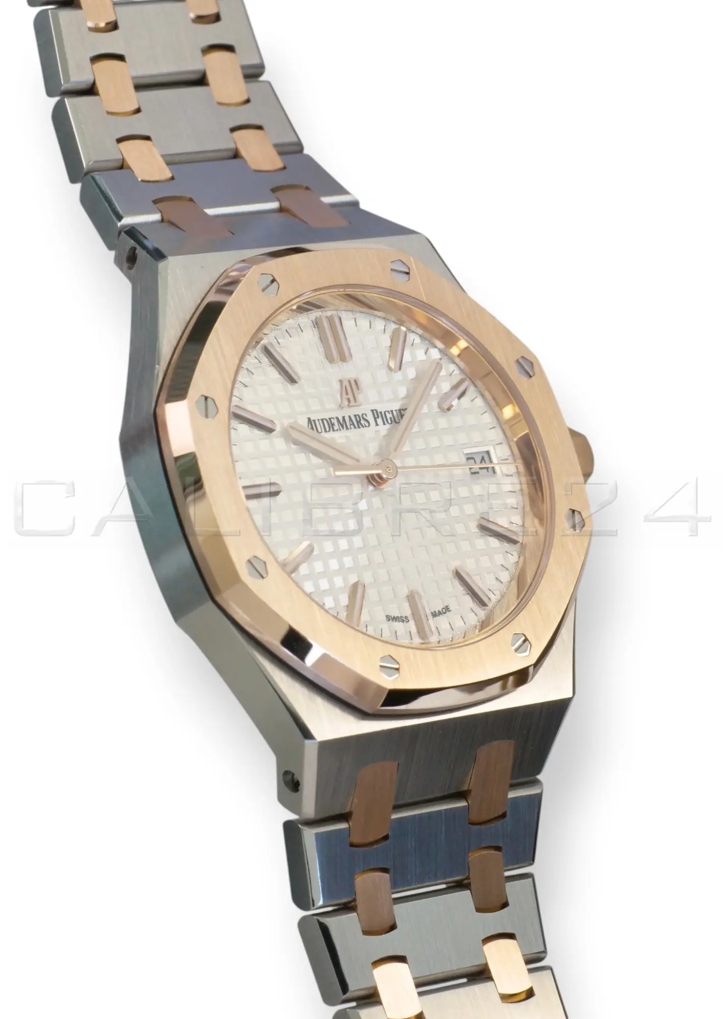 Audemars Piguet Royal Oak 34mm Two‑Tone Silver‑White Dial 2020 Mint Condition Full Set for sale at Calibre24 Perth Australia