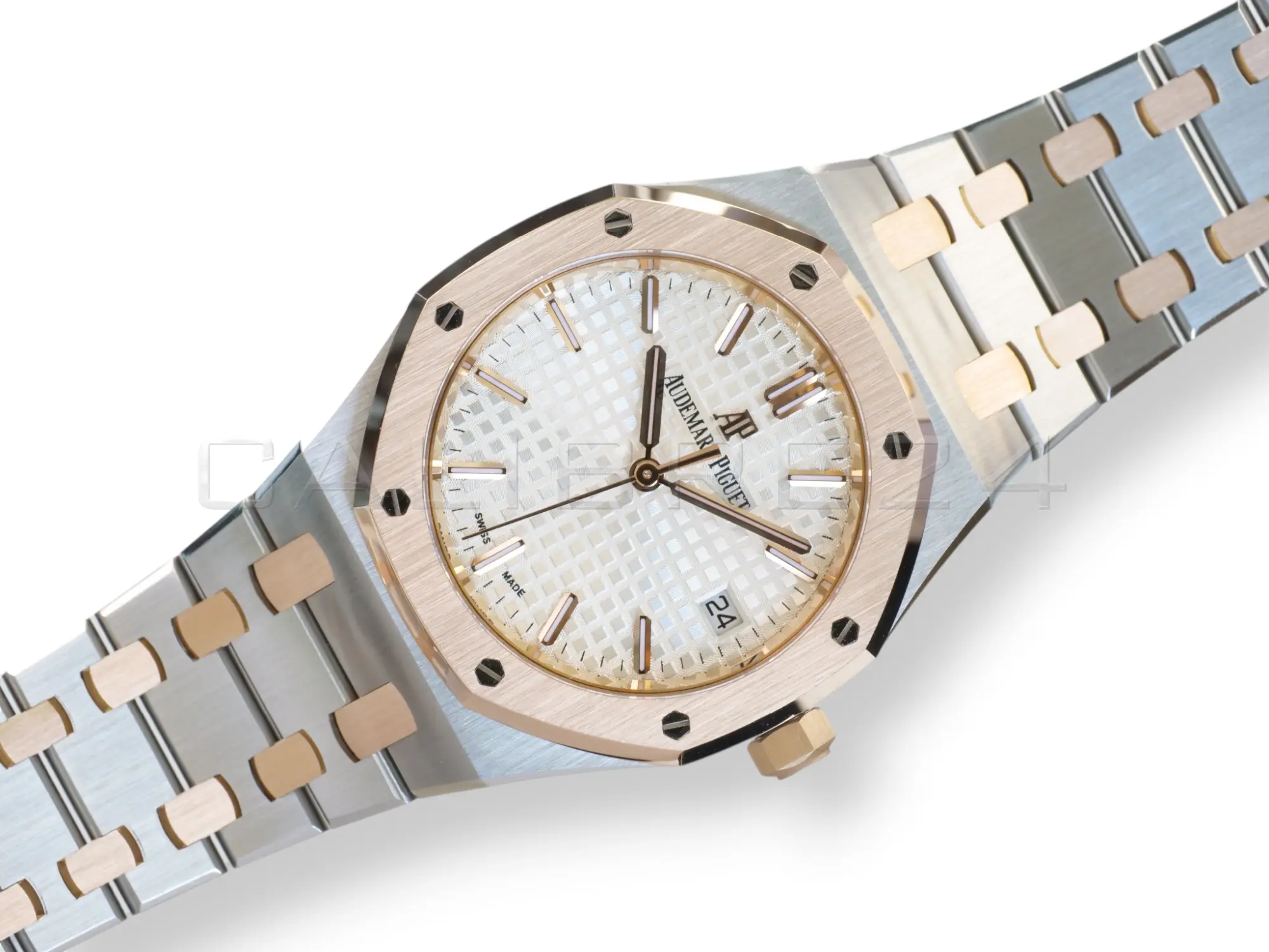 Audemars Piguet Royal Oak 34mm Two‑Tone Silver‑White Dial 2020 Mint Condition Full Set for sale at Calibre24 Perth Australia