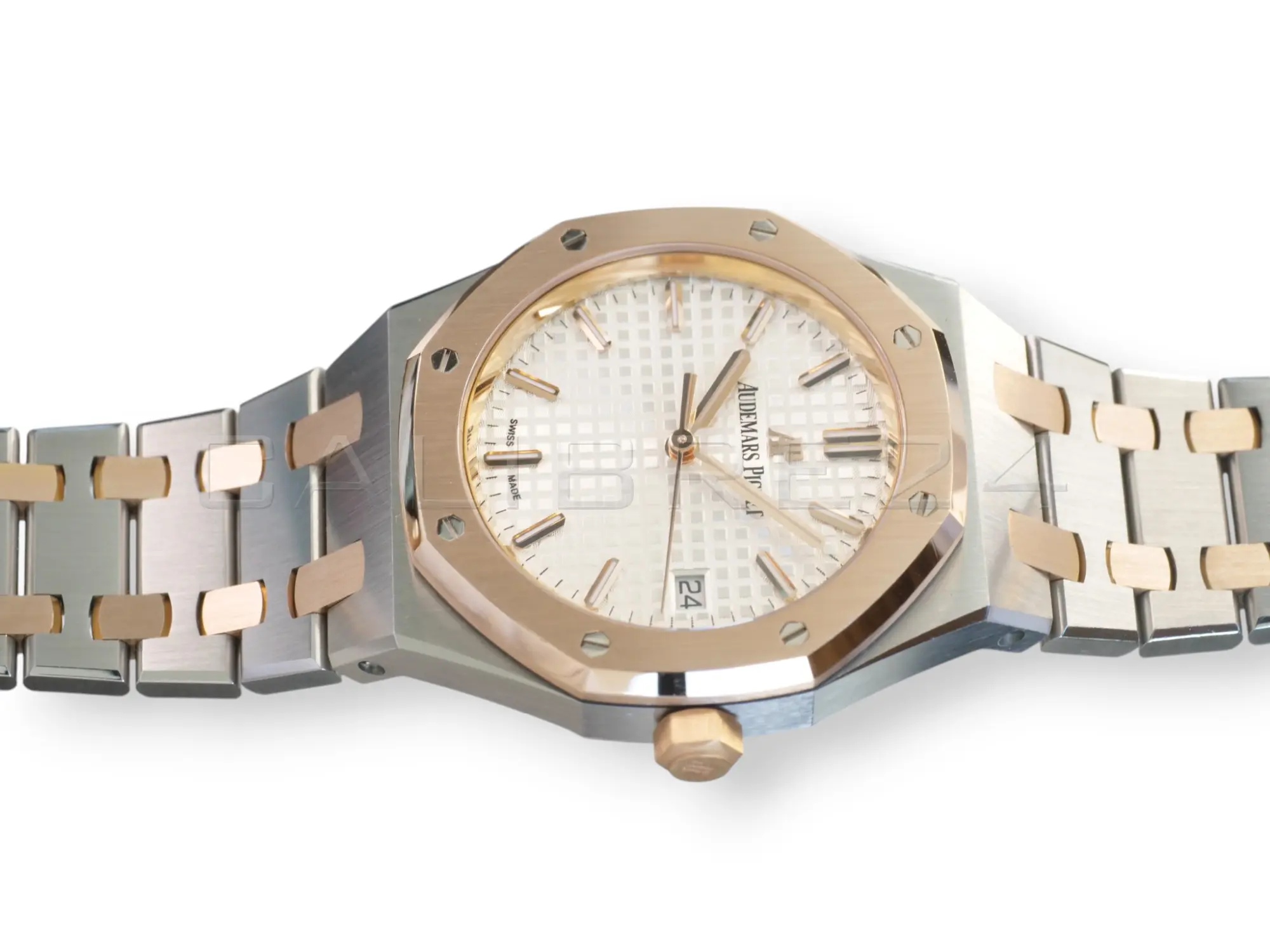 Audemars Piguet Royal Oak 34mm Two‑Tone Silver‑White Dial 2020 Mint Condition Full Set for sale at Calibre24 Perth Australia