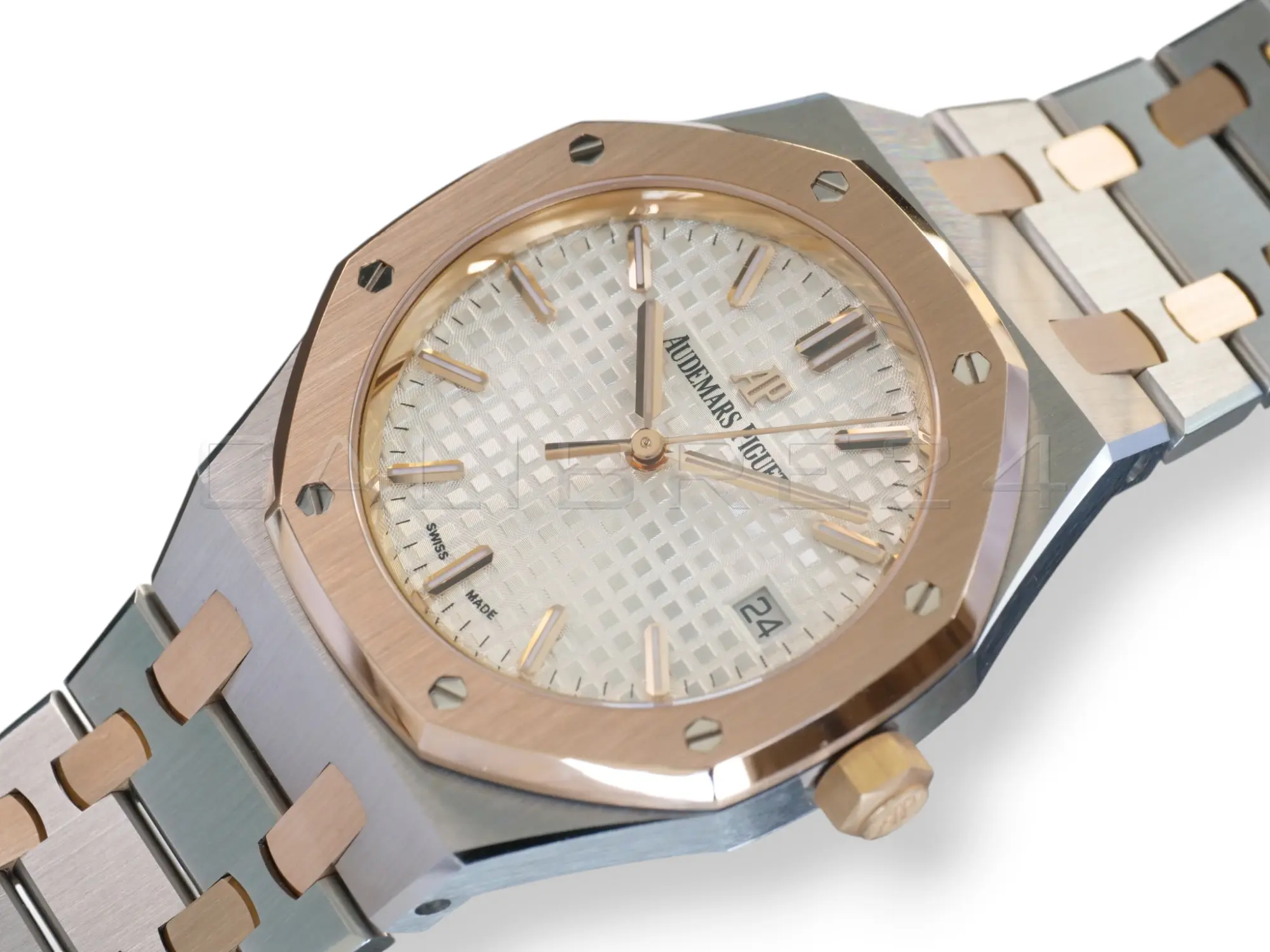 Audemars Piguet Royal Oak 34mm Two‑Tone Silver‑White Dial 2020 Mint Condition Full Set for sale at Calibre24 Perth Australia