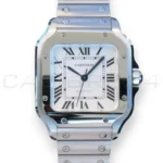 Cartier Santos White Opaline Dial Medium Stainless Steel WSSA0029 2025 full set with box and papers available at Calibre24 Luxury Watches Perth Australia