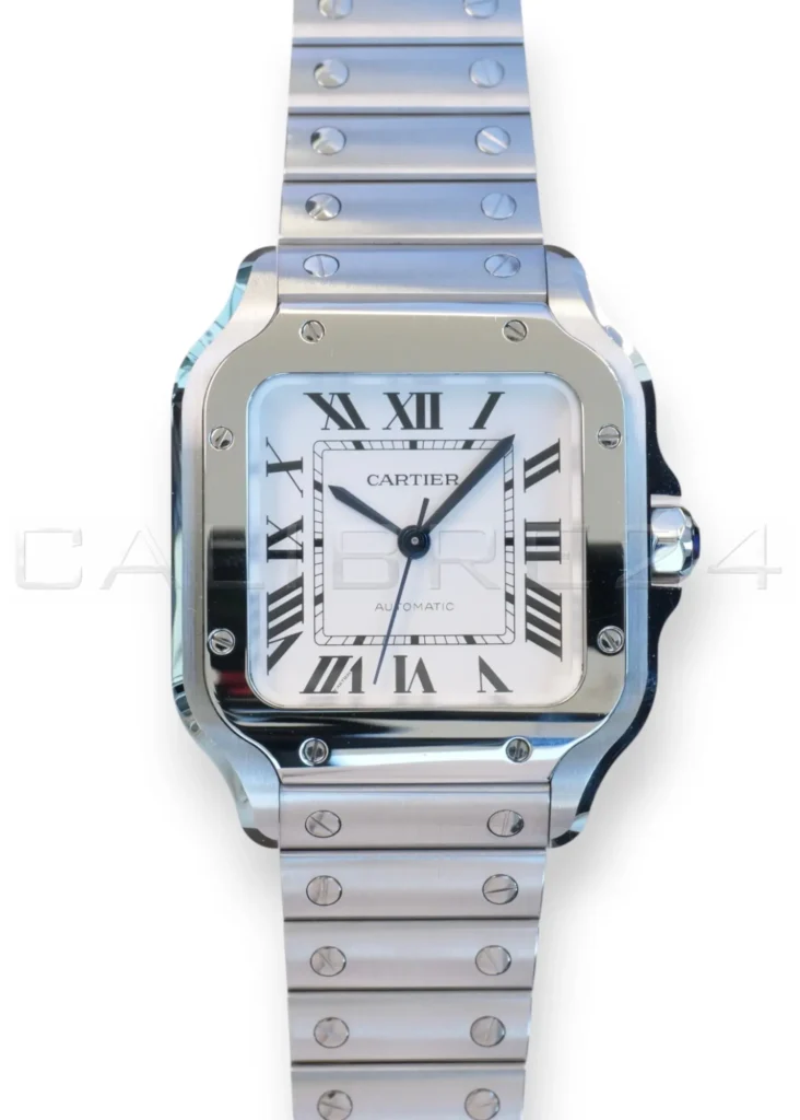 Cartier Santos White Opaline Dial Medium Stainless Steel WSSA0029 2025 full set with box and papers available at Calibre24 Luxury Watches Perth Australia