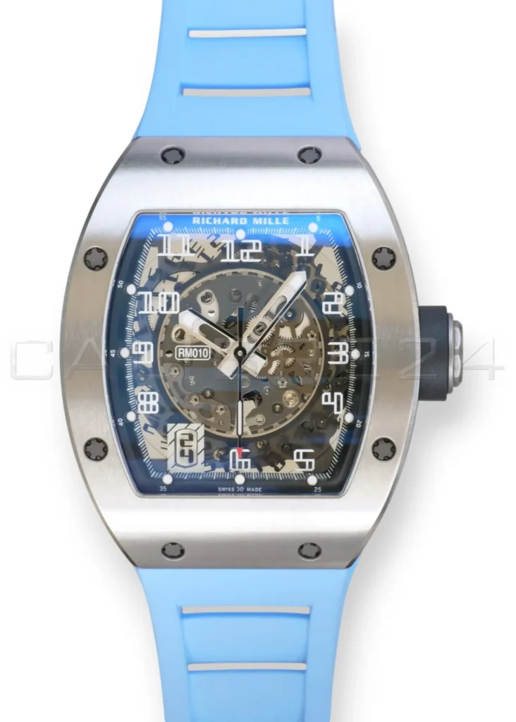 Richard Mille RM010 – Titanium RM010 Ti 2024 Baby Blue Strap Mint Condition Full Set for sale at Calibre24 Perth Australia
