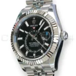 Rolex Sky-Dweller 336934 black sunray dial white gold bezel Jubilee bracelet 2025 front view