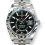 Rolex Sky-Dweller 336934 black sunray dial white gold bezel Jubilee bracelet 2025 front view