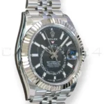 Rolex Sky-Dweller 336934 black sunray dial white gold bezel Jubilee bracelet 2025 front view