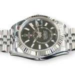 Rolex Sky-Dweller 336934 18k white gold Ring Command fluted bezel White Rolesor case profile